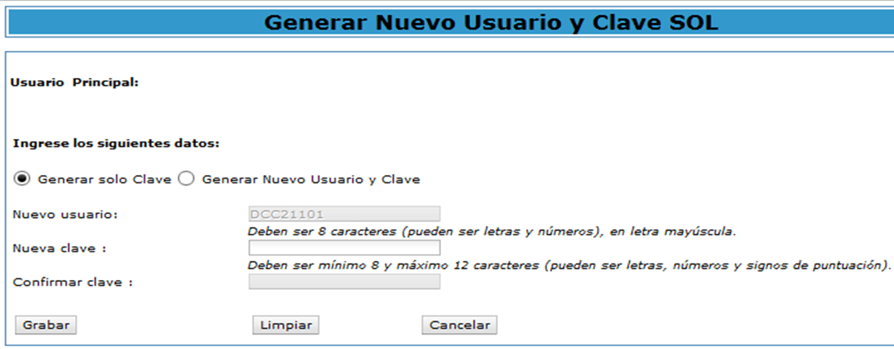 generar clave sol Recuperación de Clave SOL desde internet