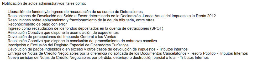 Procesos Administrativos que solo se pueden notificar por Buzón Sol