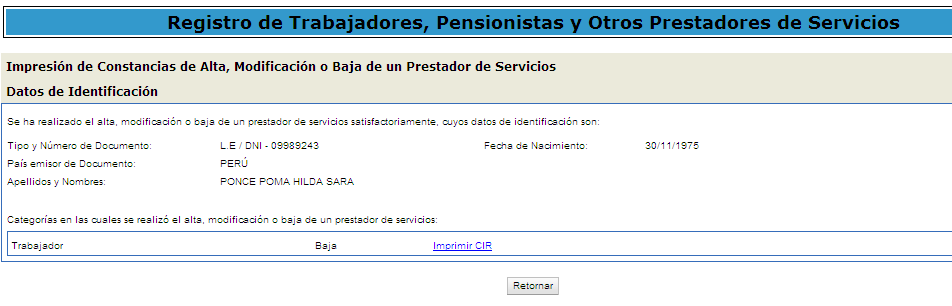 constancia de baja