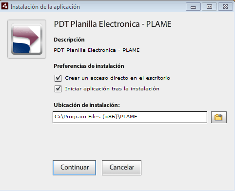 Instalar el PDT PLAME