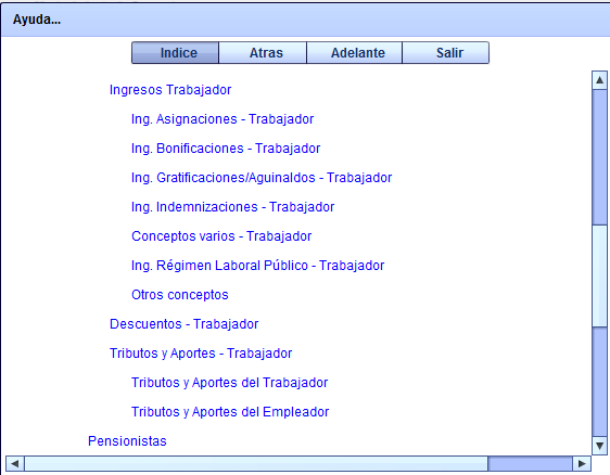 menu ayuda plame