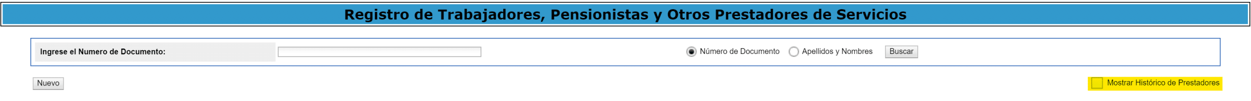 Mostrar Historico de Prestadores Trabajadores T-Registro