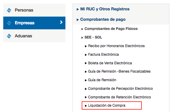 Menu-liquidacion de compra