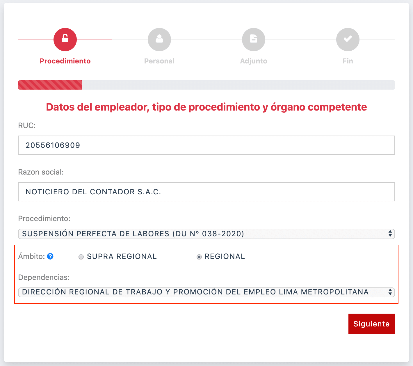 Datos del Empleador