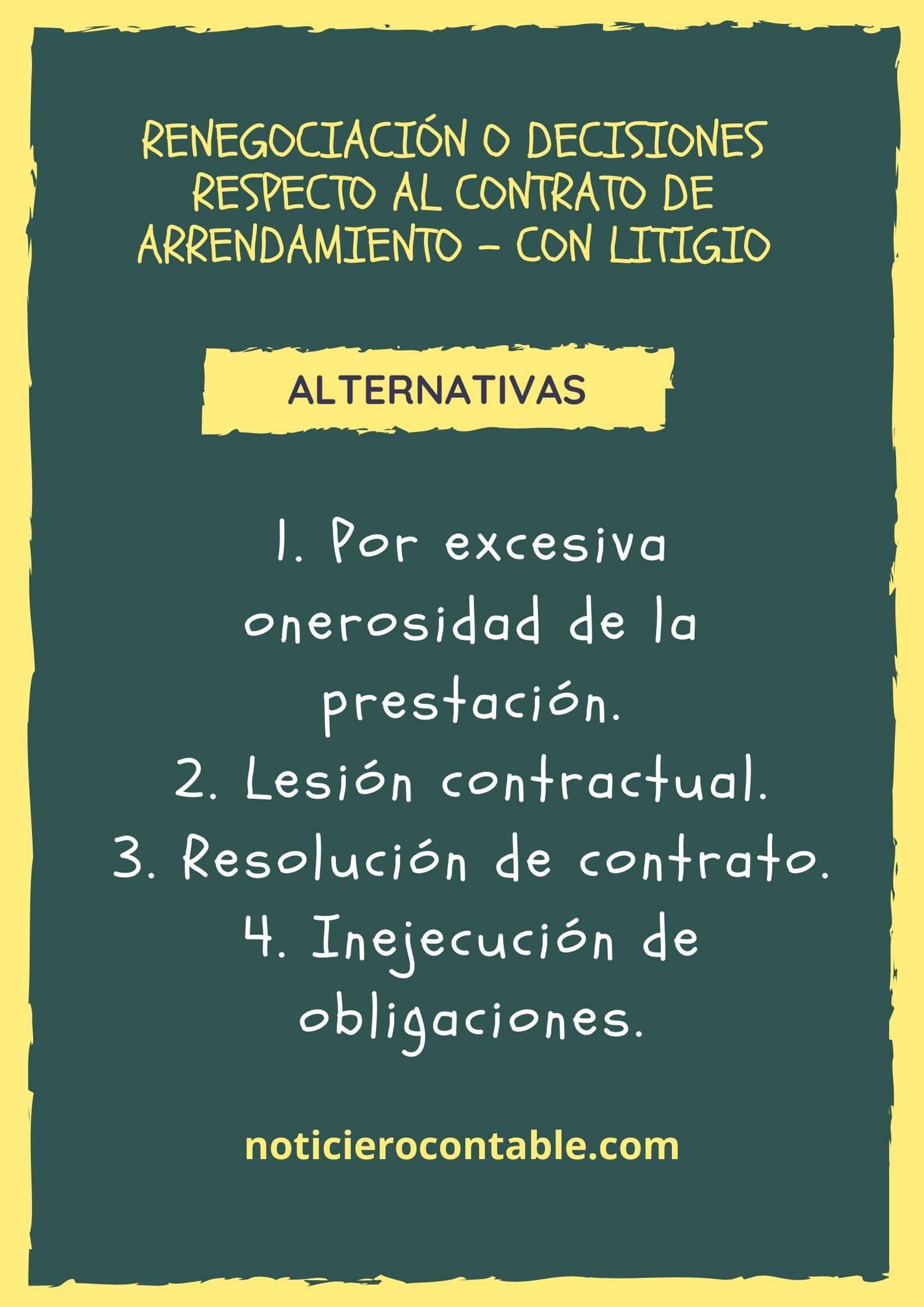 Renegociacion o decisiones respecto al contrato de arrendamiento - Con Litigio