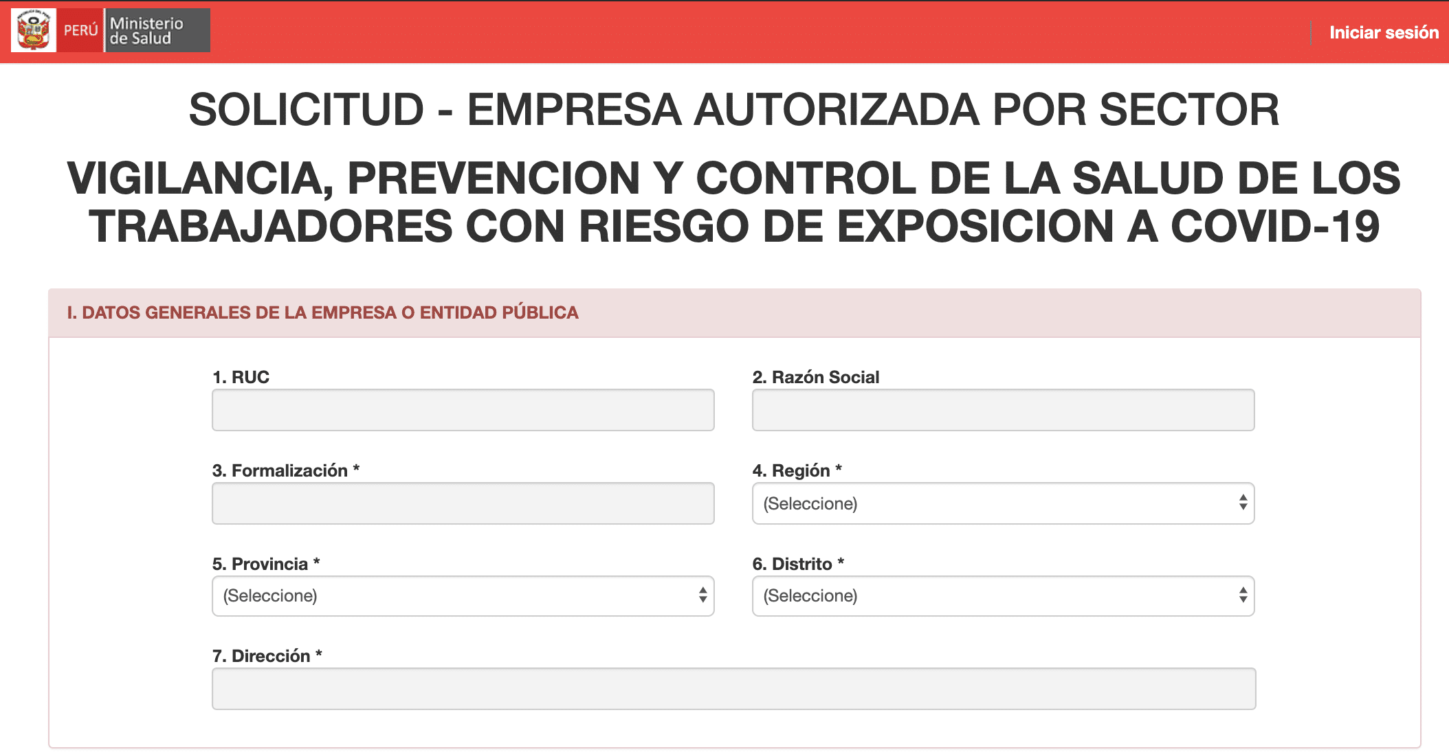 Datos Generales de la Empresa-SISCOVID
