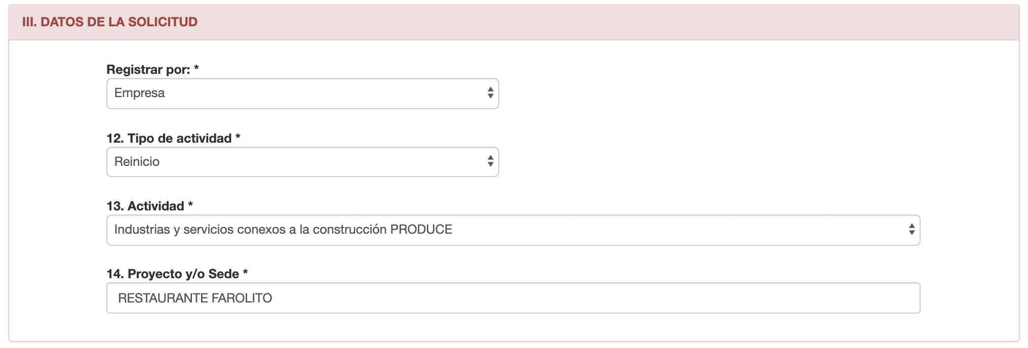 Datos de la Solicitud-SISCOVID-19
