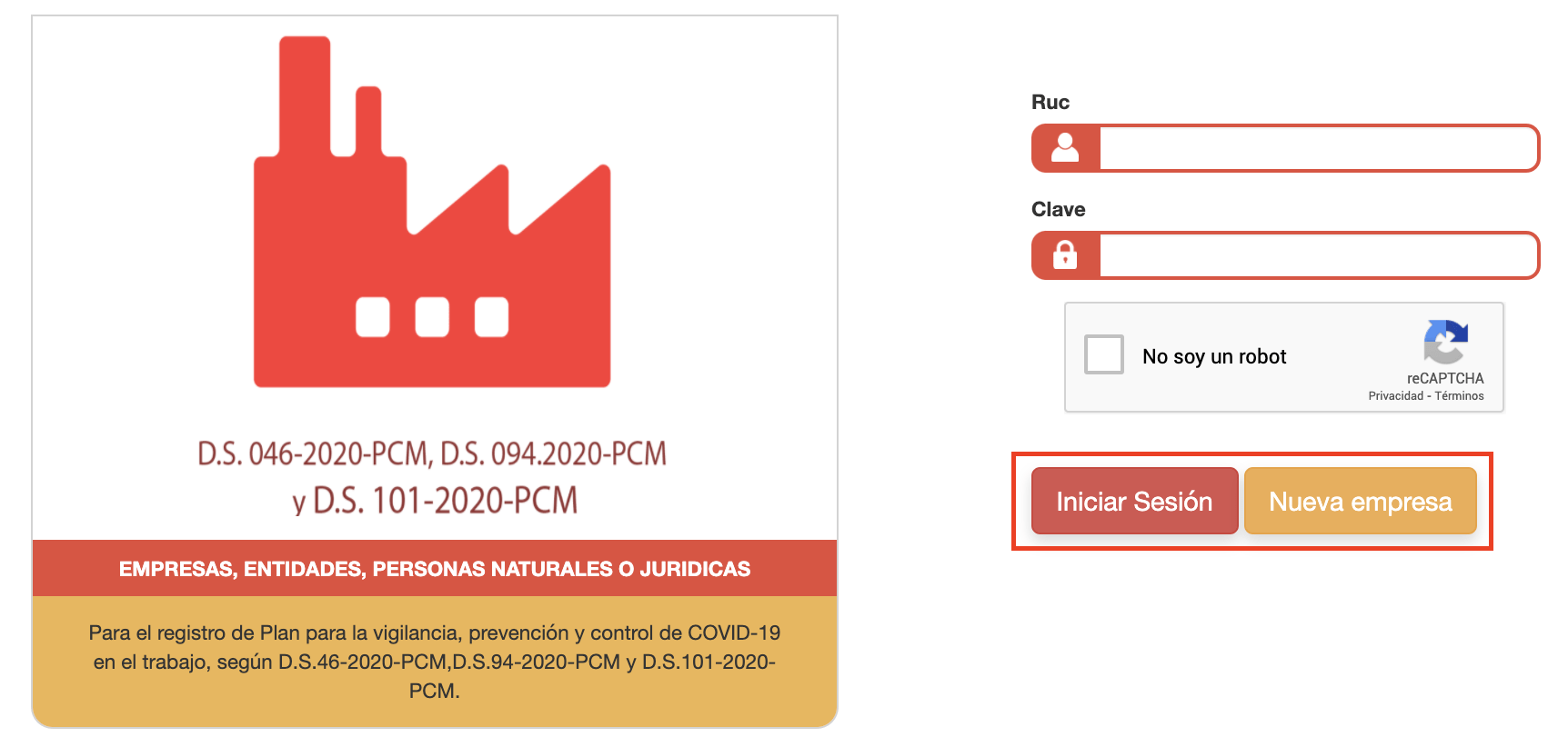 crear una cuenta SISCOVID-EMPRESA