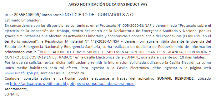 Notificacion de Cartas Inductivas