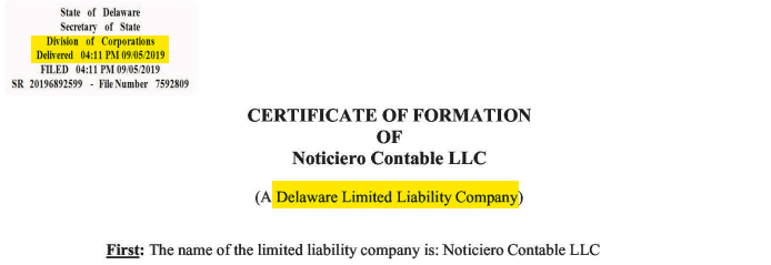 Noticiero Contable LLC - Delaware