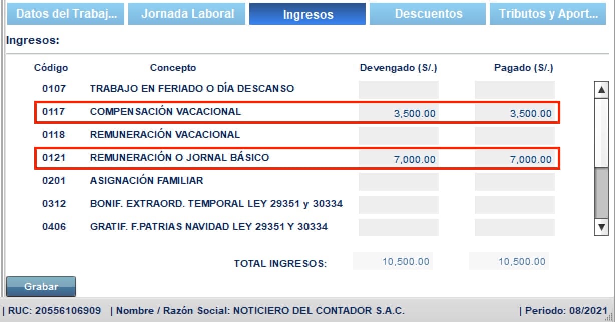 Compra de Vacaciones en el PDT PLAME Noticiero Contable