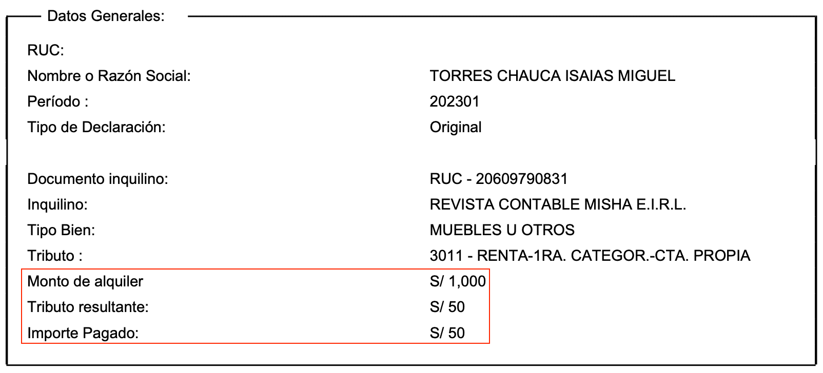 Pago Impuesto Primera Categoría
